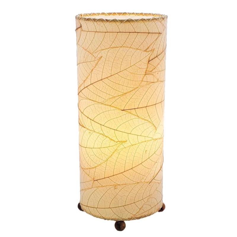 Outdoor/ Indoor Cocoa Leaf Cylinder Table Lamp - Natural